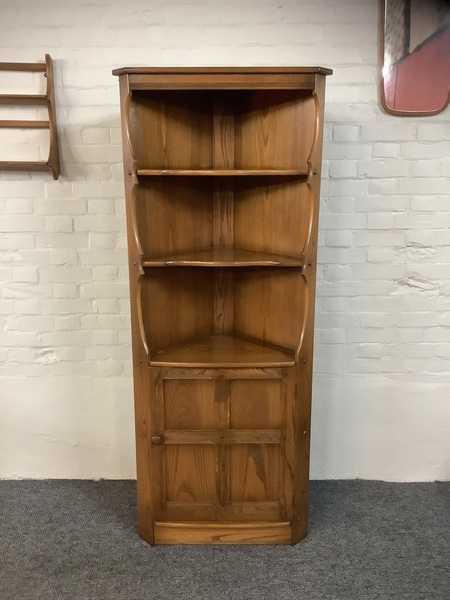 Ercol Colonial Corner Display Cabinet In Golden Dawn Finish.