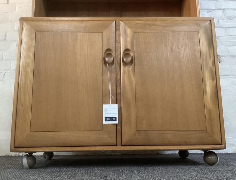 Ercol Windsor Bookcase Cabinet In Light Finish.
