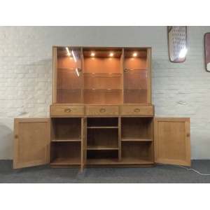 Ercol Windsor High Display Cabinet In Light Finish.
