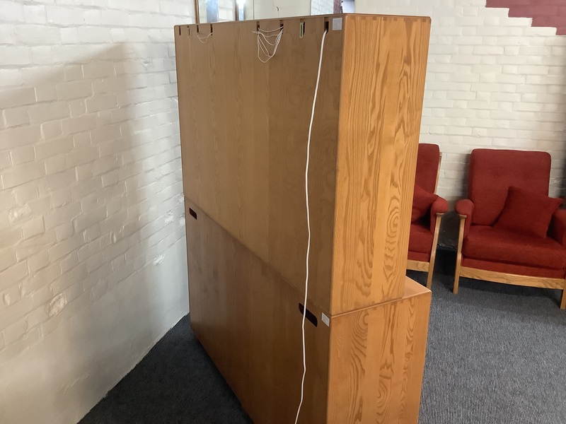 Ercol Windsor High Display Cabinet In Light Finish.