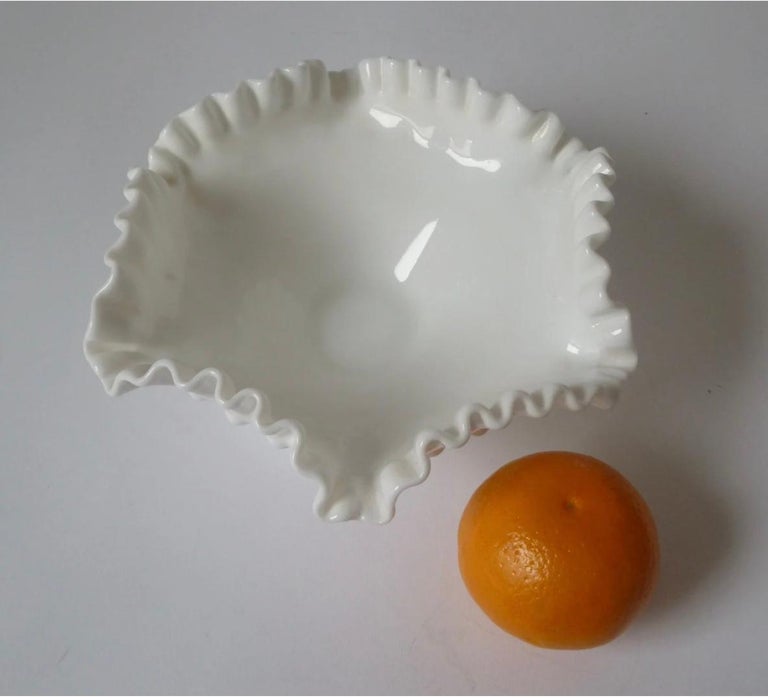 Fenton Hobnail Milk Glass Footed Center Bowl, EAPG Compote, Serving Piece