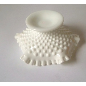 Fenton Hobnail Milk Glass Footed Center Bowl, EAPG Compote, Serving Piece