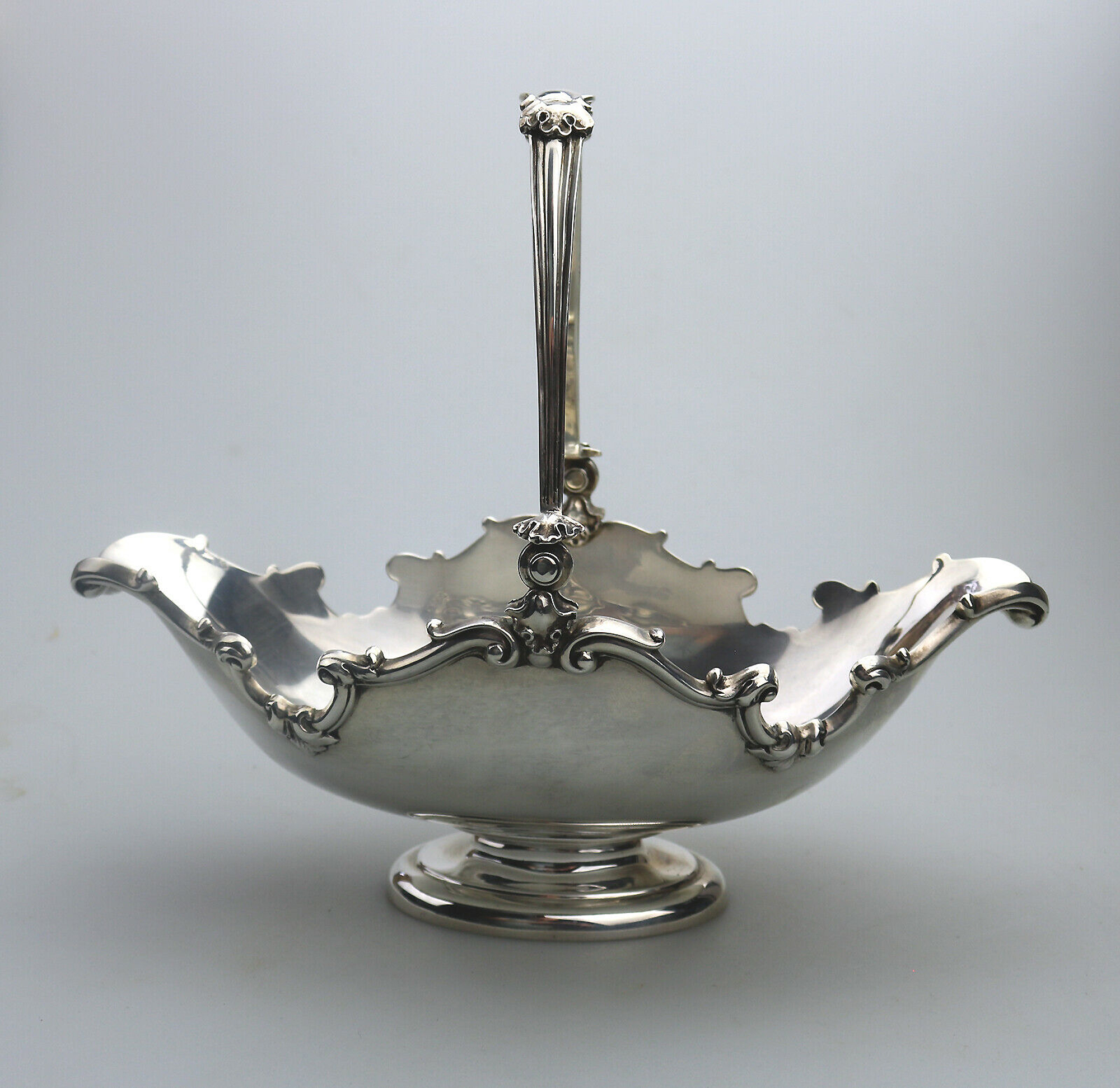 A very fine antique English solid silver pedestal Basket by George Fox 410g C.1905