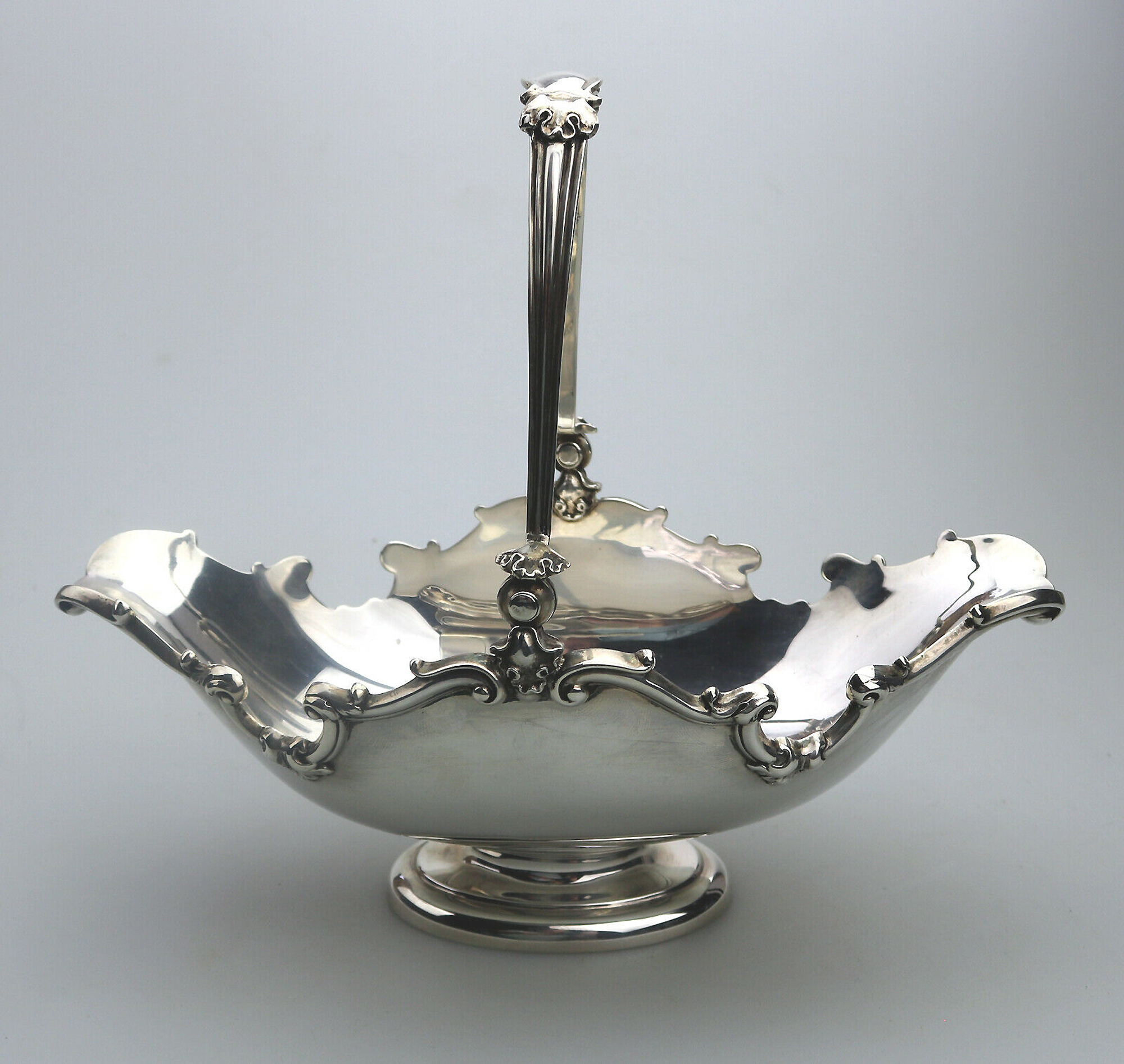 A very fine antique English solid silver pedestal Basket by George Fox 410g C.1905