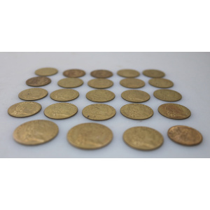 Sporting Antiques lot of 24 faux James II gilt brass Gaming Counters C.19thC