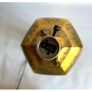 Gold Porcelain Floral Hand-Painted Morris Greenspan Chinoiserie Urn Table Lamp