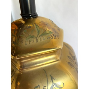 Gold Porcelain Floral Hand-Painted Morris Greenspan Chinoiserie Urn Table Lamp