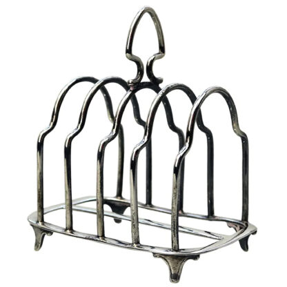 Antique English solid silver 4 slice gothic arch Toast Rack 72g Chester C.1927