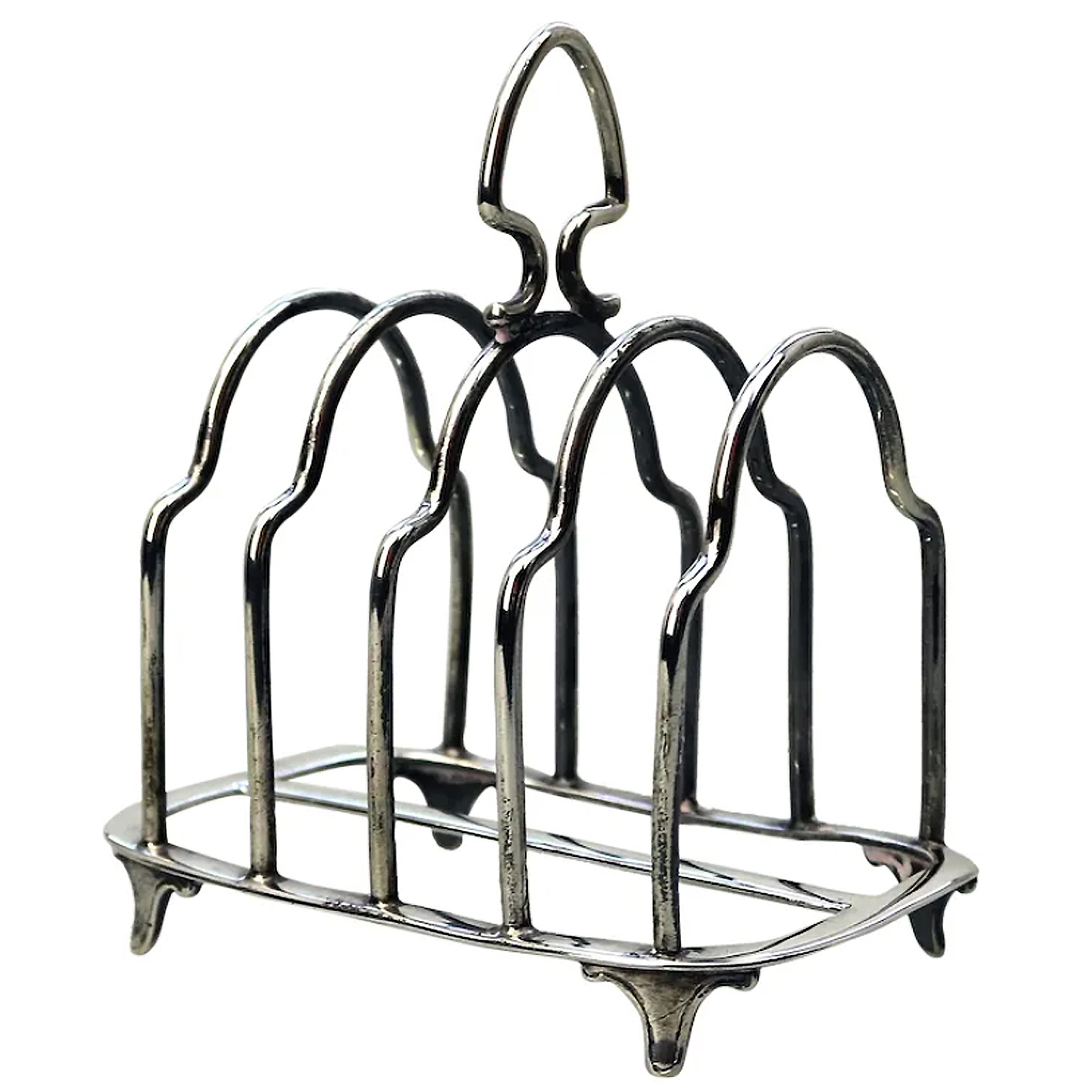 Antique English solid silver 4 slice gothic arch Toast Rack 72g Chester C.1927