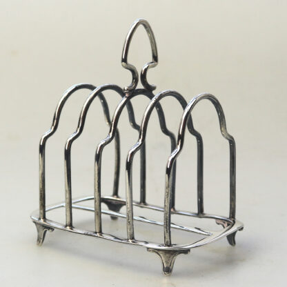 Antique English solid silver 4 slice gothic arch Toast Rack 72g Chester C.1927 - Image 2