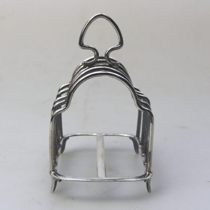 Antique English solid silver 4 slice gothic arch Toast Rack 72g Chester C.1927 - Image 4