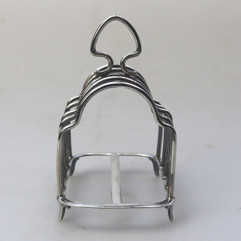 Antique English solid silver 4 slice gothic arch Toast Rack 72g Chester C.1927