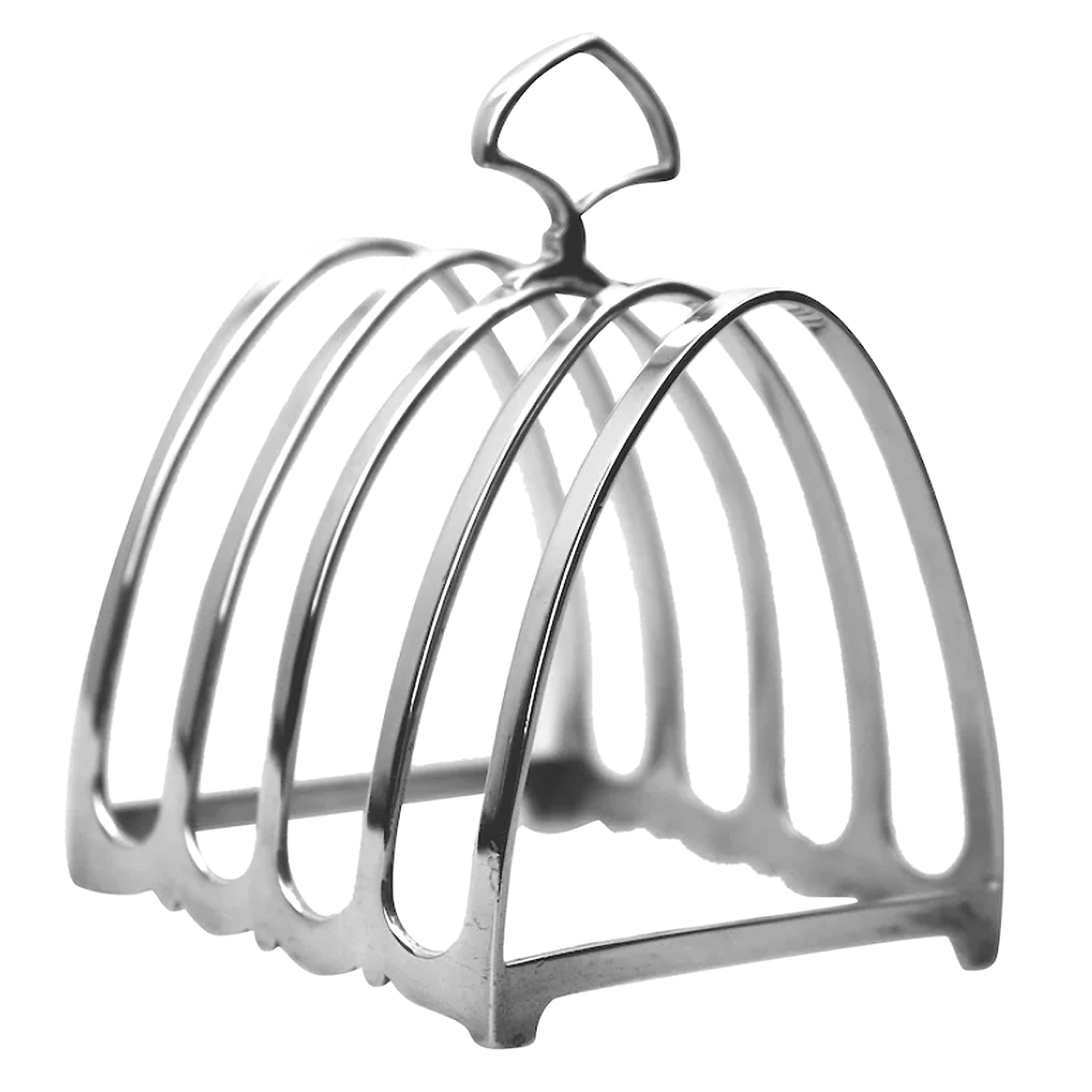 Antique English sterling solid silver 4 slice gothic arch Toast Rack 64g C.1926