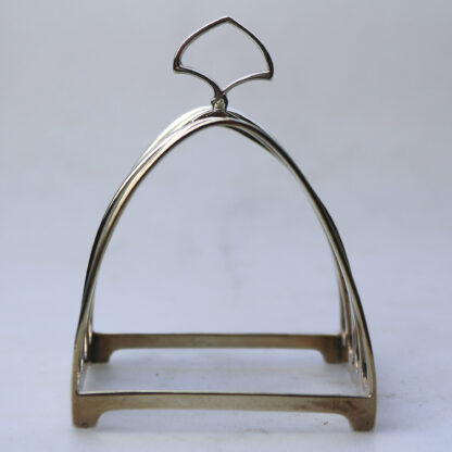Antique English sterling solid silver 4 slice gothic arch Toast Rack 64g C.1926 - Image 5