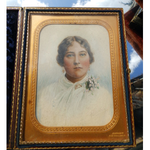 A Good Portrait Miniature signed A Heath in folding Jeremiah Gurney Case C.19thC