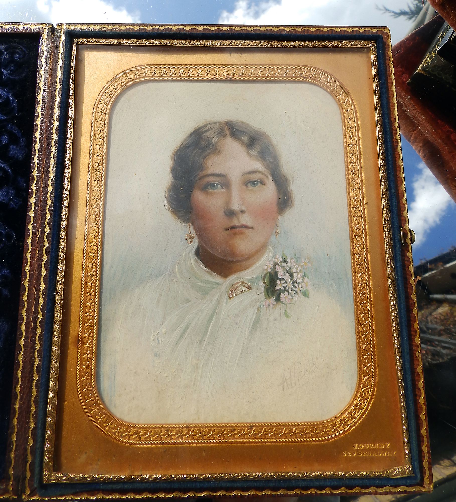 A Good Portrait Miniature signed A Heath in folding Jeremiah Gurney Case C.19thC
