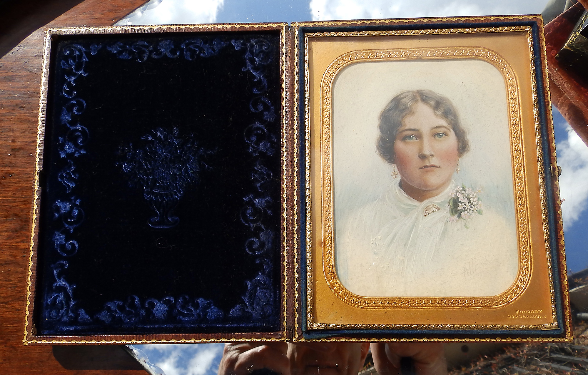 A Good Portrait Miniature signed A Heath in folding Jeremiah Gurney Case C.19thC