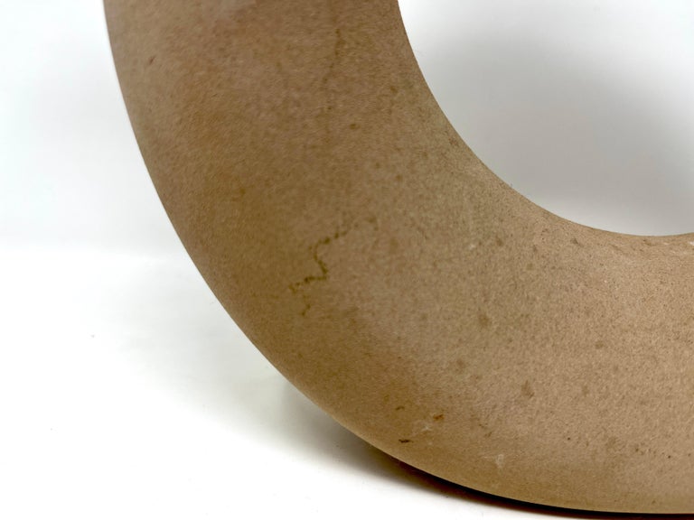 Hartstone Signed Circular Donut Shape Pottery Pitcher Wine Jug