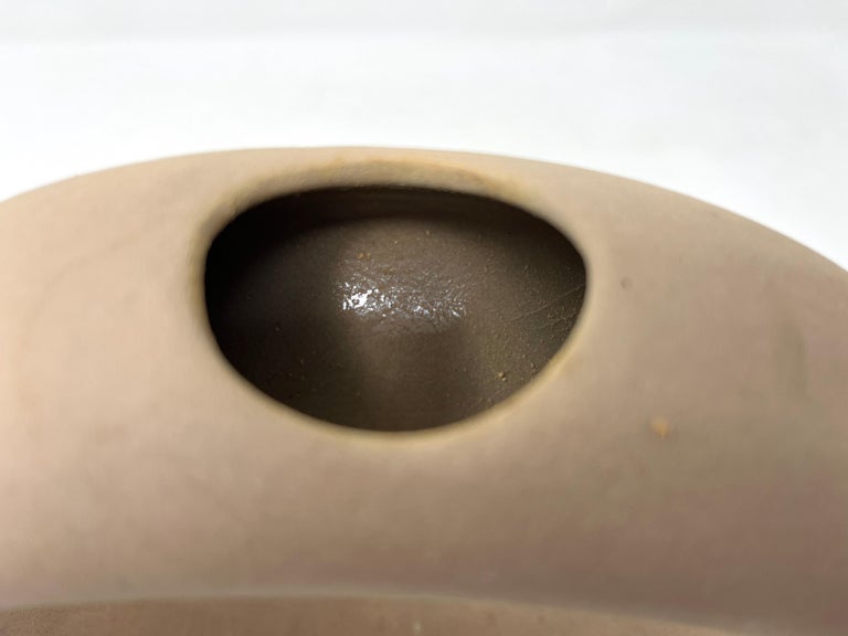 Hartstone Signed Circular Donut Shape Pottery Pitcher Wine Jug