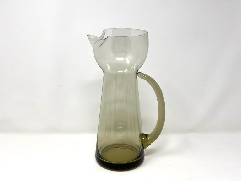 Holmegaard Copenhagen MCM Lutken Smoke Cocktail Pitcher and Aperitif Glasses