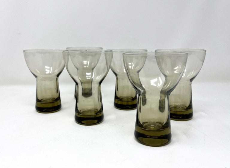 Holmegaard Copenhagen MCM Lutken Smoke Cocktail Pitcher and Aperitif Glasses
