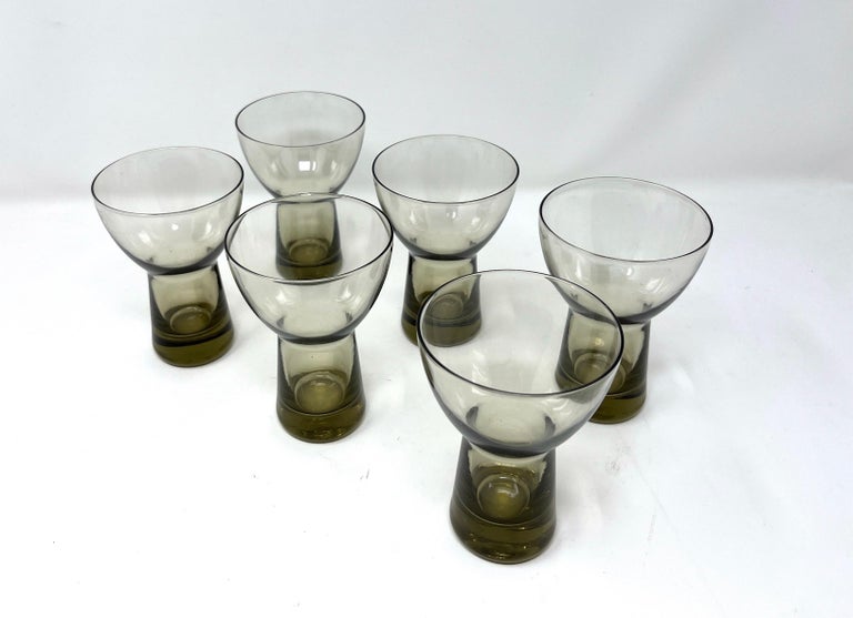Holmegaard Copenhagen MCM Lutken Smoke Cocktail Pitcher and Aperitif Glasses