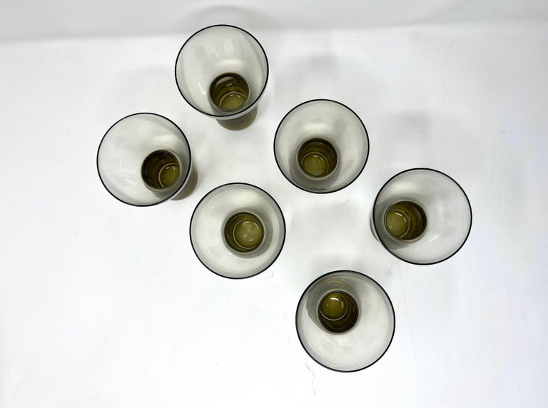 Holmegaard Copenhagen MCM Lutken Smoke Cocktail Pitcher and Aperitif Glasses