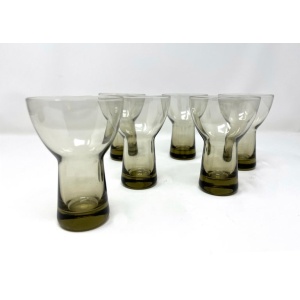 Holmegaard Copenhagen MCM Lutken Smoke Cocktail Pitcher and Aperitif Glasses