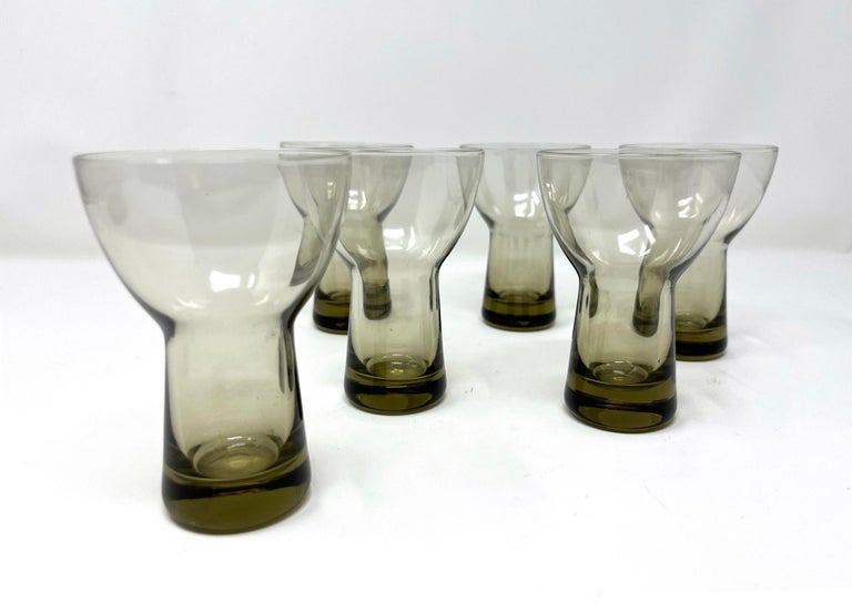 Holmegaard Copenhagen MCM Lutken Smoke Cocktail Pitcher and Aperitif Glasses