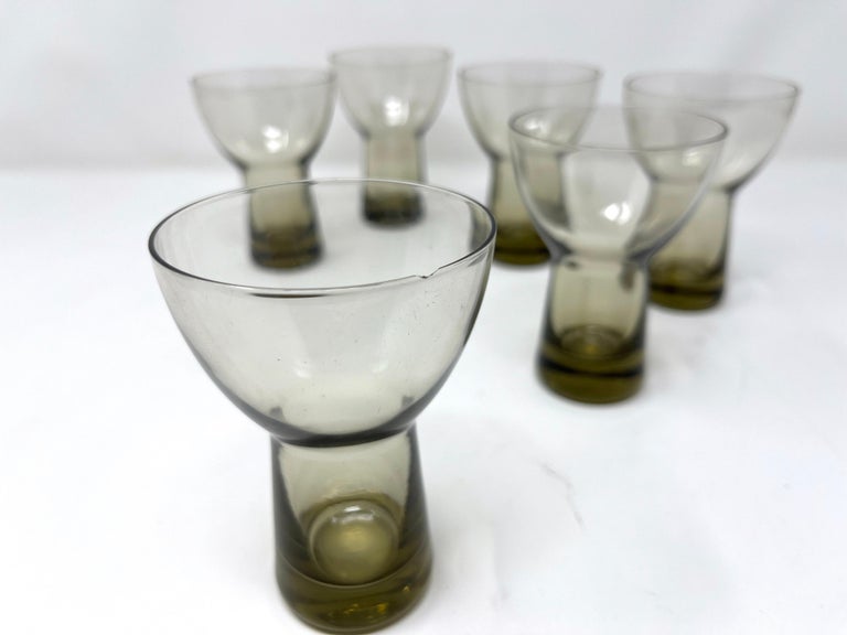 Holmegaard Copenhagen MCM Lutken Smoke Cocktail Pitcher and Aperitif Glasses