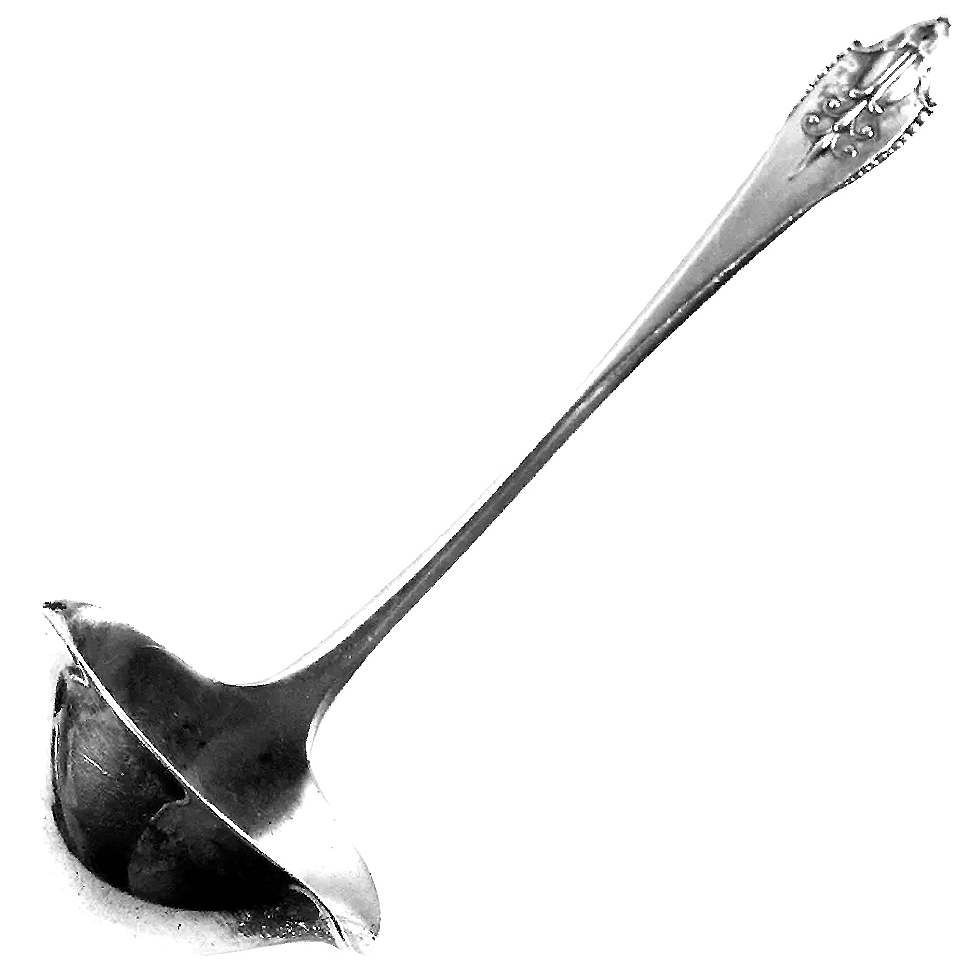 An antique Georg Jensen solid silver sterling Akkeleje serving ladle 34g C.1926