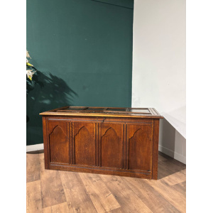 Large Antique Carved Oak Blanket Box