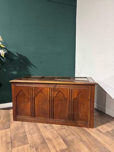 Large Antique Carved Oak Blanket Box
