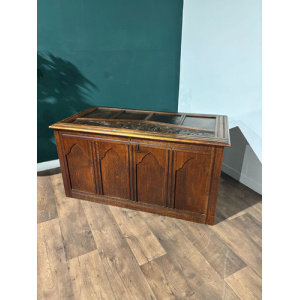 Large Antique Carved Oak Blanket Box