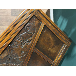 Large Antique Carved Oak Blanket Box
