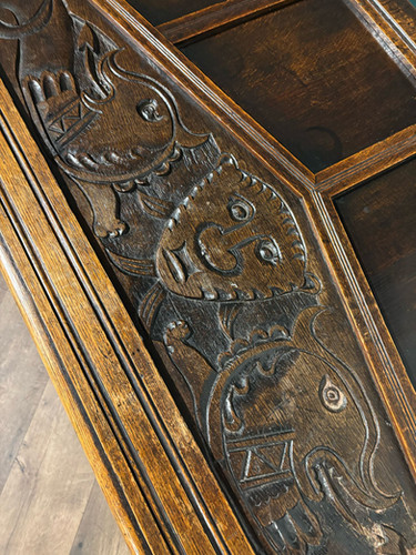 Large Antique Carved Oak Blanket Box