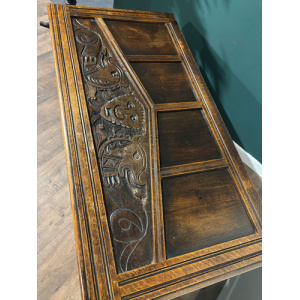 Large Antique Carved Oak Blanket Box