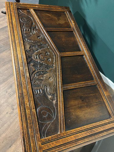 Large Antique Carved Oak Blanket Box