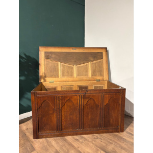 Large Antique Carved Oak Blanket Box