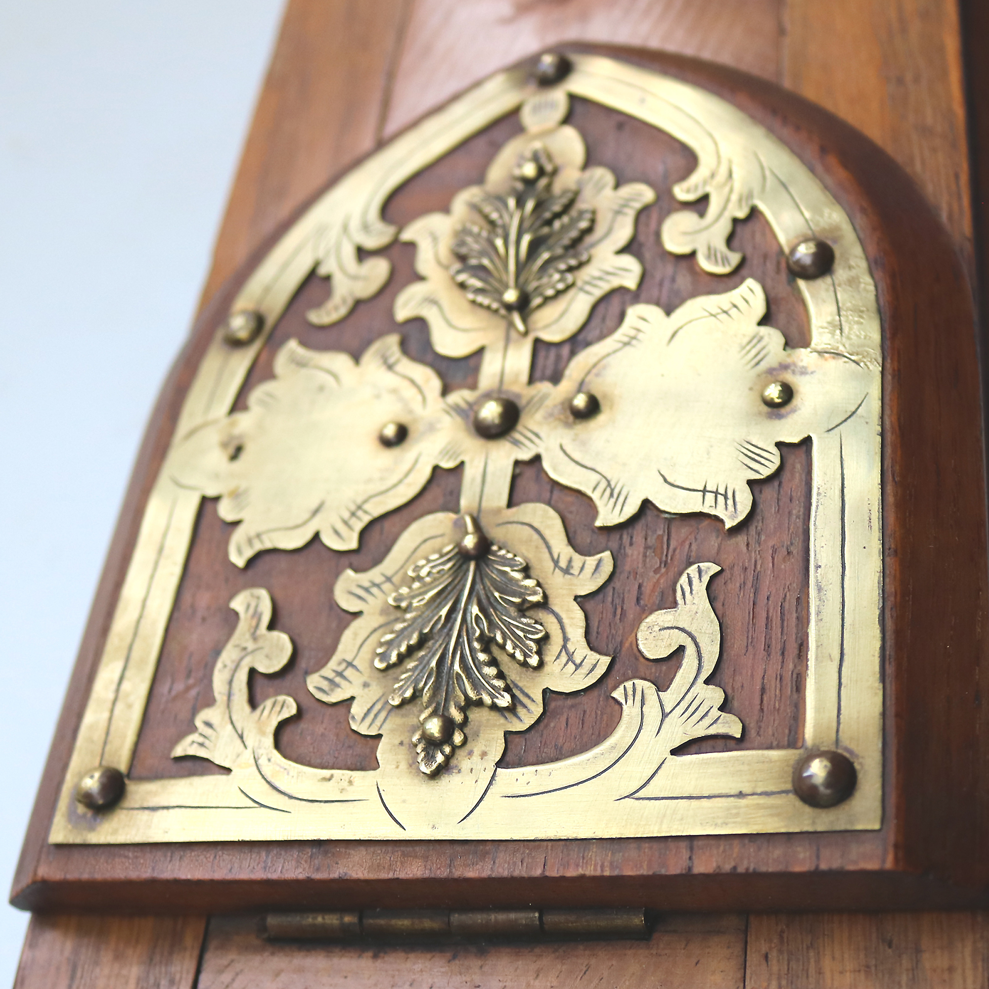 A substantial double opening antique Gothic desktop sliding Book Stand C.19thC