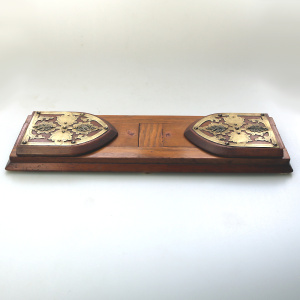 A substantial double opening antique Gothic desktop sliding Book Stand C.19thC