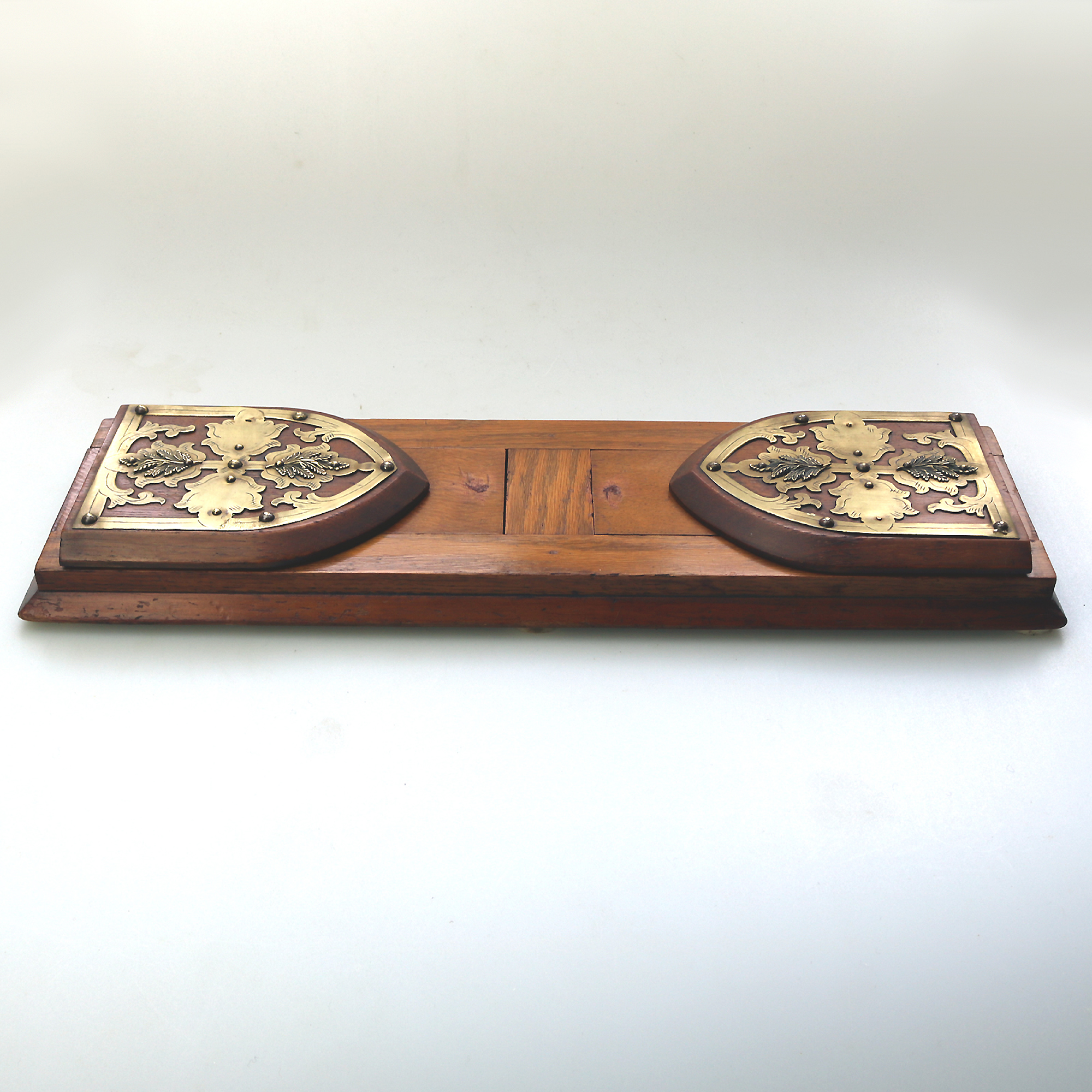 A substantial double opening antique Gothic desktop sliding Book Stand C.19thC