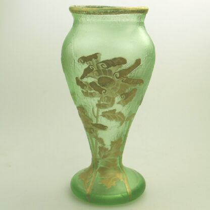 A large antique Mont Joye Legras French Art Nouveau glass acid-etched gilded Vase C.1890+ - Image 2