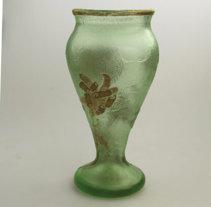 A large antique Mont Joye Legras French Art Nouveau glass acid-etched gilded Vase C.1890+ - Image 4