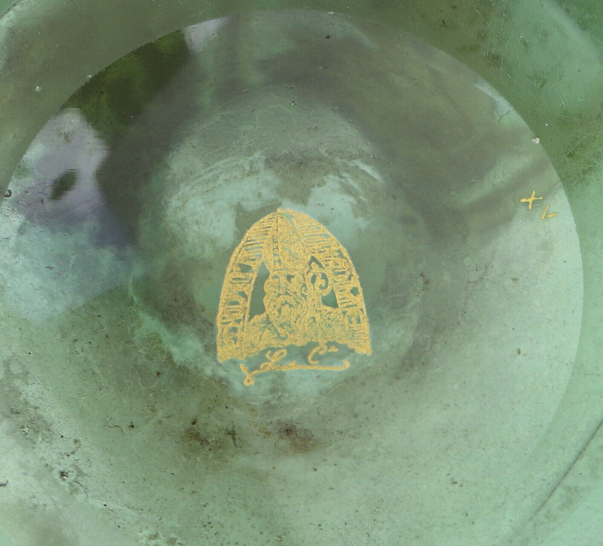A large antique Mont Joye Legras French Art Nouveau glass acid-etched gilded Vase C.1890+