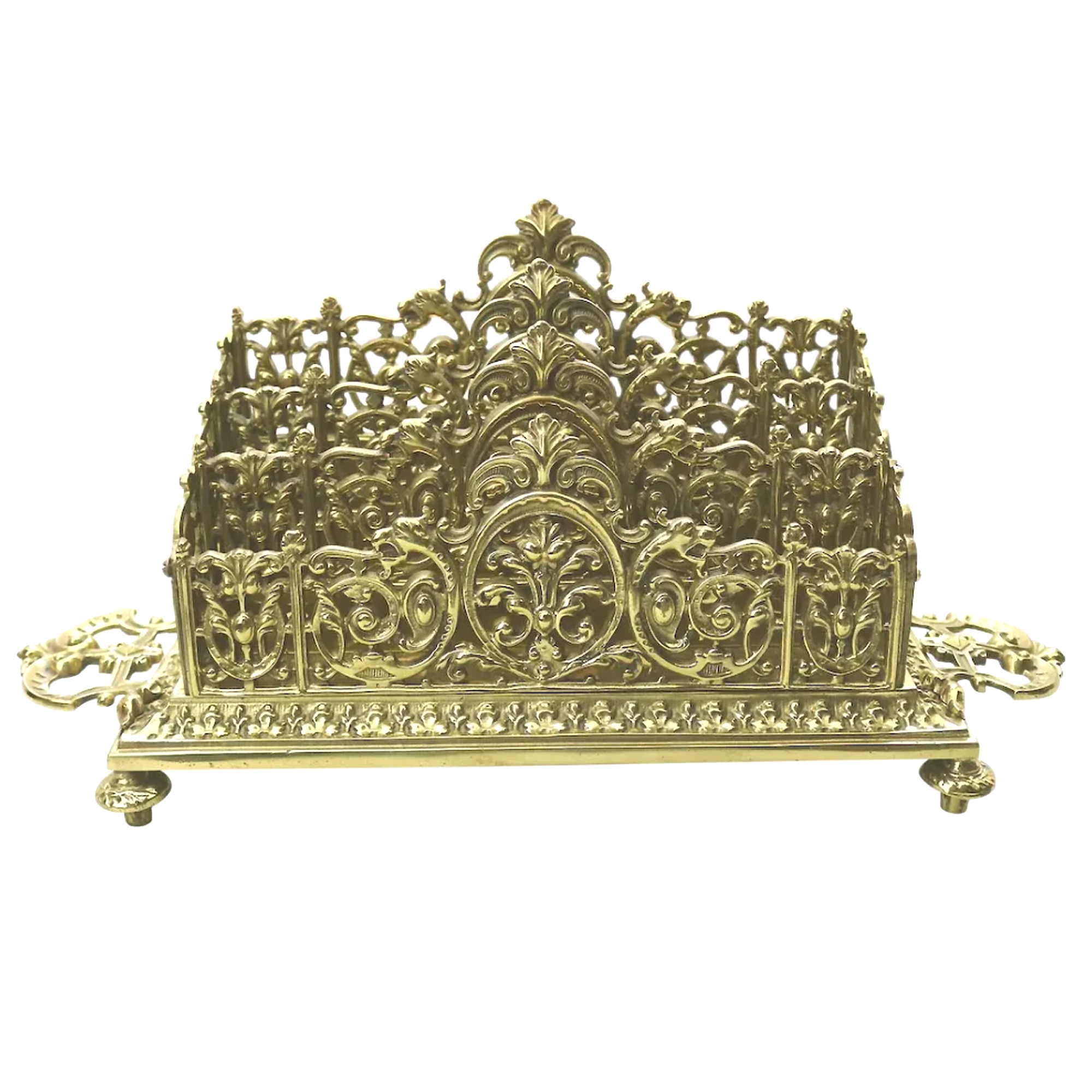 A very substantial antique Victorian ornate mystical beasts Letter Rack C.19thC