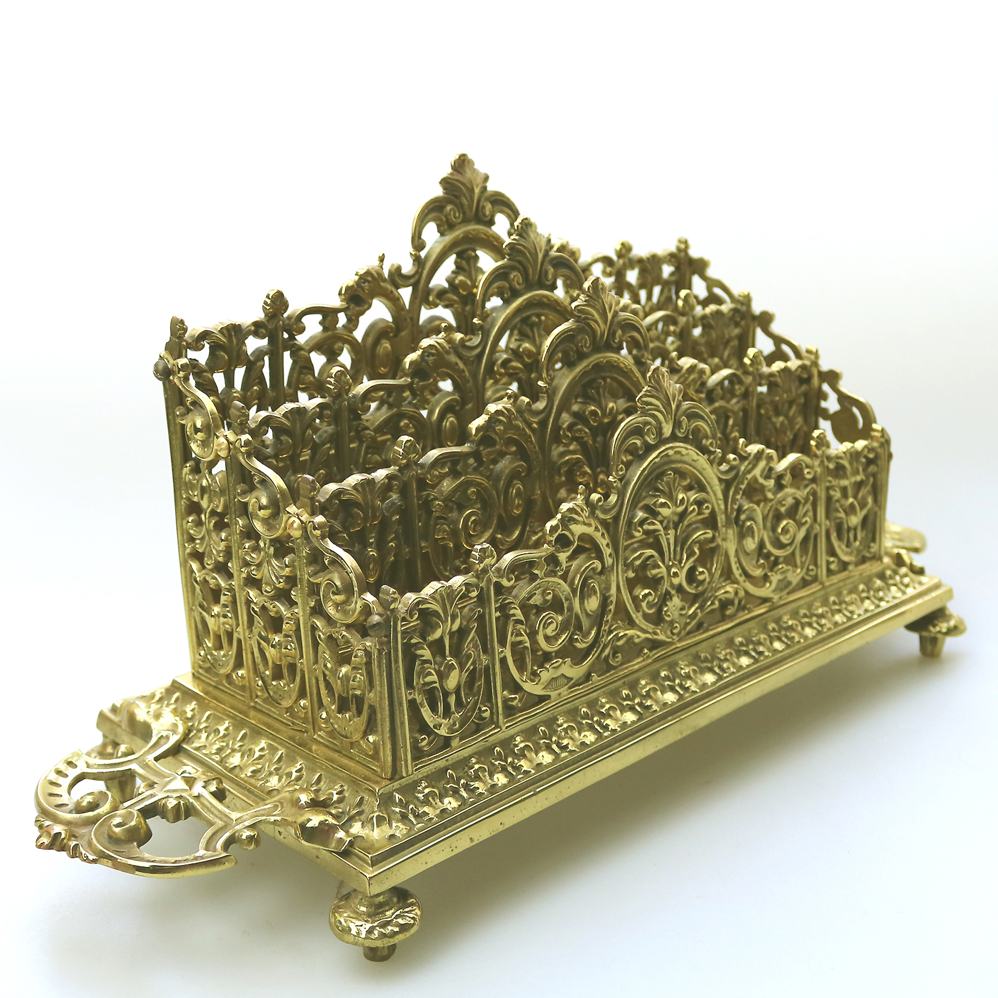 A very substantial antique Victorian ornate mystical beasts Letter Rack C.19thC