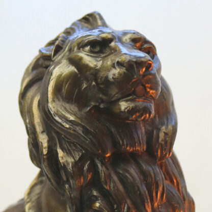Art Deco bronzed spelter & marble novelty British Empire Lion Table Lamp C.1930s - Image 3