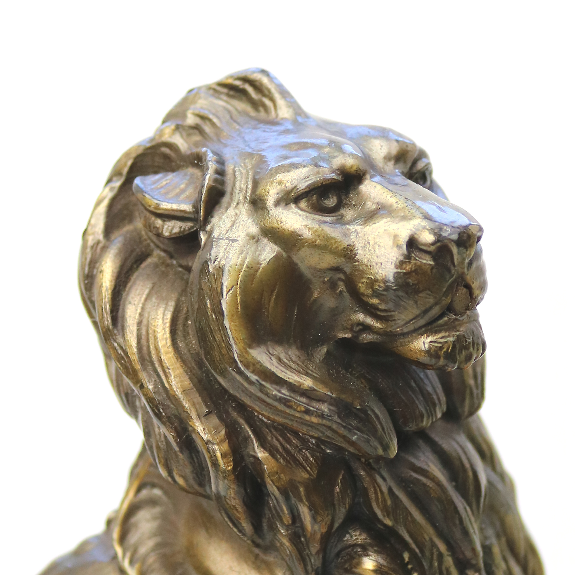 Art Deco bronzed spelter & marble novelty British Empire Lion Table Lamp C.1930s