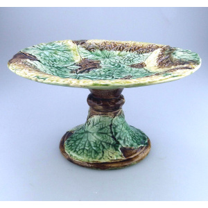 A lovely antique Victorian majolica pottery Cabbage Ware Comport / Tazza C.19thC